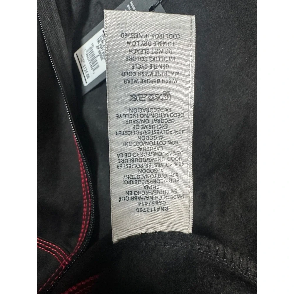 True Religion Mens TNL Puff Buddha Zip Hoodie Jet Black Red Stitch 701039 S